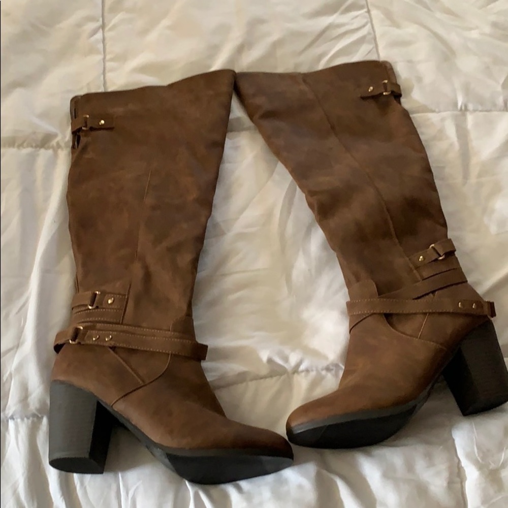 Brown heeled boots